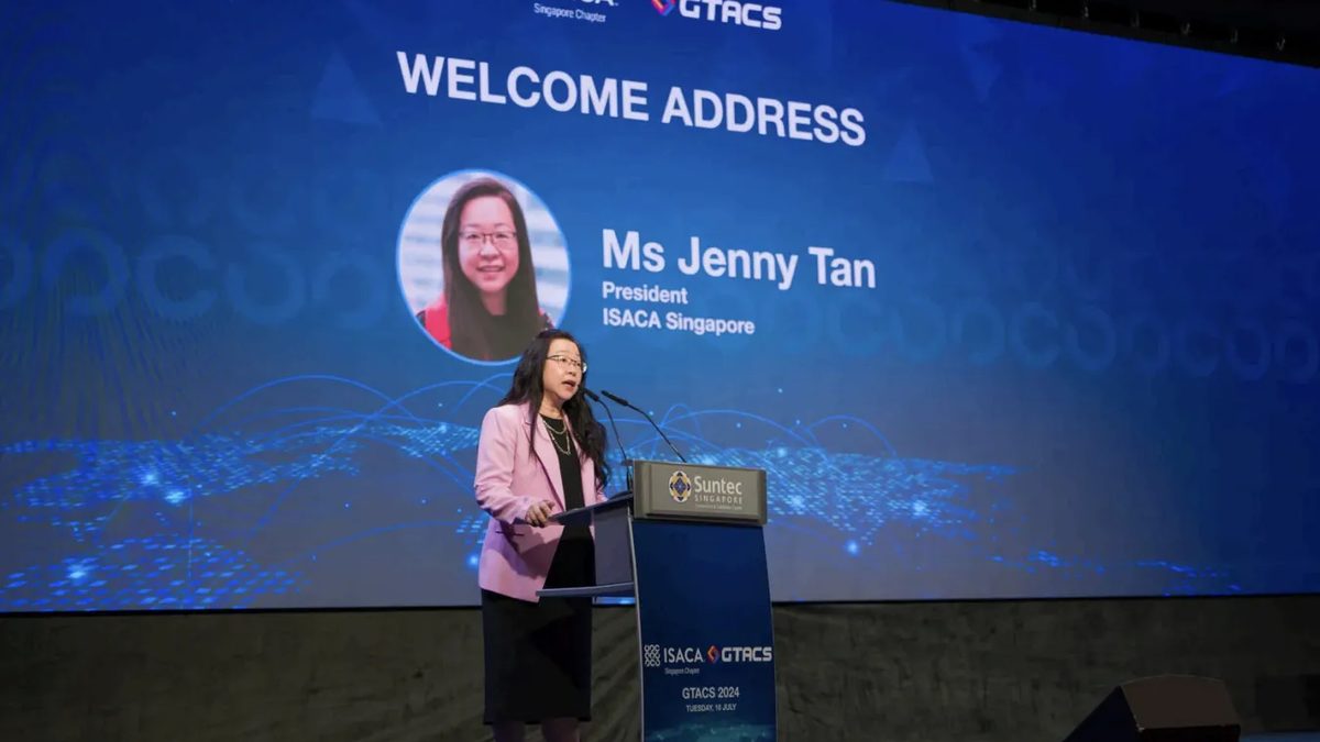 Dr Jenny Tan delivering the welcome address at GTACS 2024